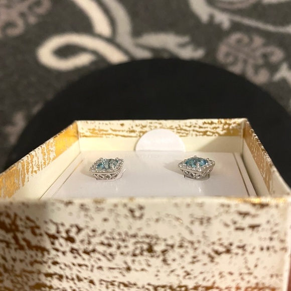 Aquamarine Blue Stud Earrings - Picture 4 of 6